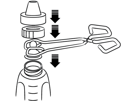 Step 9: Pick up nipples, rims and caps with sterilized tongs and put on bottles. Tighten with your hands. Step 9: Pick up nipples, rims and caps with sterilized tongs and put on bottles. Tighten with your hands.
