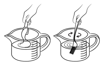 Step 7: Add the required number of scoops of powder to the boiled water. Mix until no lumps of powder are left. Step 7: Add the required number of scoops of powder to the boiled water. Mix until no lumps of powder are left.
