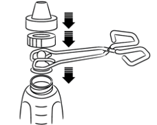 Step 9: Pick up nipples, rims and caps with sterilized tongs and put on bottles. Tighten with your hands. Step 9: Pick up nipples, rims and caps with sterilized tongs and put on bottles. Tighten with your hands.