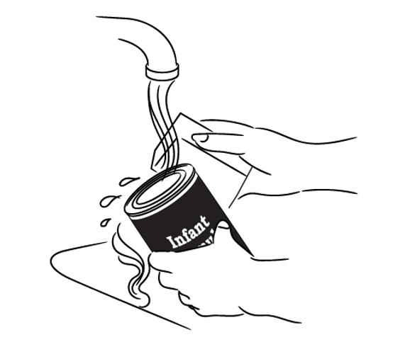Step 4: Wash top of can with warm water. Step 4: Wash top of can with warm water.