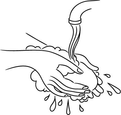 Step 4: Wash hands and kitchen counter with soap and water.